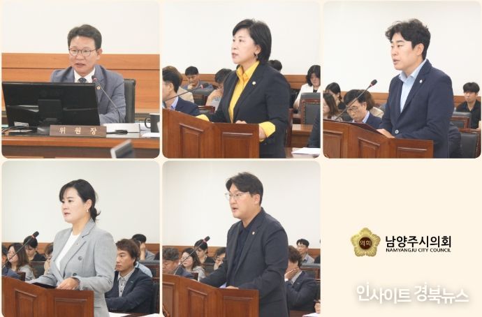 (윗줄 왼쪽부터) 박경원 위원장, 김영실 의원, 김상수 의원(아랫줄 왼쪽부터) 이수련 의원, 김지훈(민) 의원